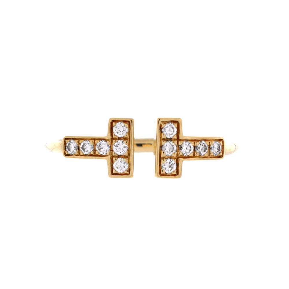 Tiffany & Co. T Wire Ring 18K Yellow Gold with Diamonds